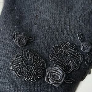 Karen Scott Vintage 90s Black Beaded Angora Blend Sweater Womens Medium Cottage